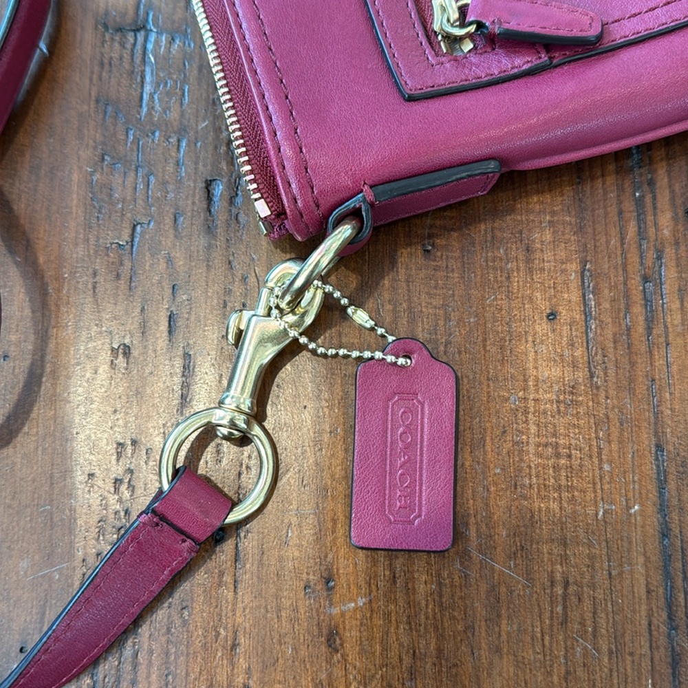 Coach Crossbody Purse Raspberry Pink/Red - Picture 5 of 9